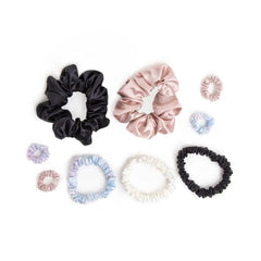 Blissy Scrunchies 9-Piece Set in Black, White, Pink, and Tie-Dye