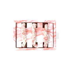 Blissy Skinny Scrunchies in Rose White Marble