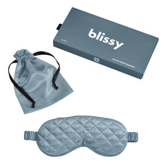 Sleep Mask in Ash Blue with Diamond Quilted Pattern