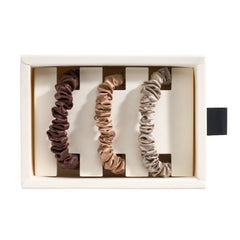 Blissy Skinny Scrunchies in Taupe, Cinnamon, and Brown