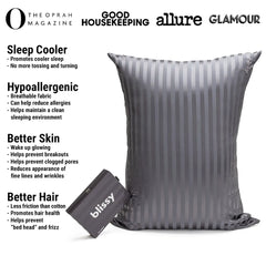 Queen Grey Striped Pillowcase