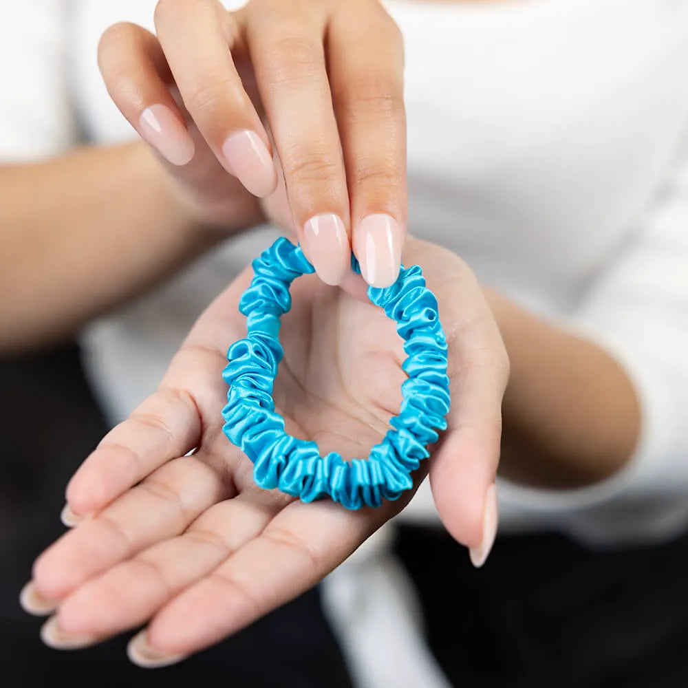 Blissy Skinny Scrunchies in Bahama Blue