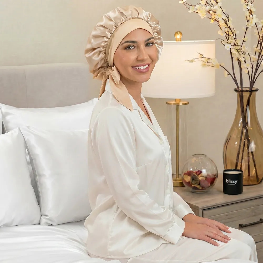 Blissy Bow Bonnet in Champagne