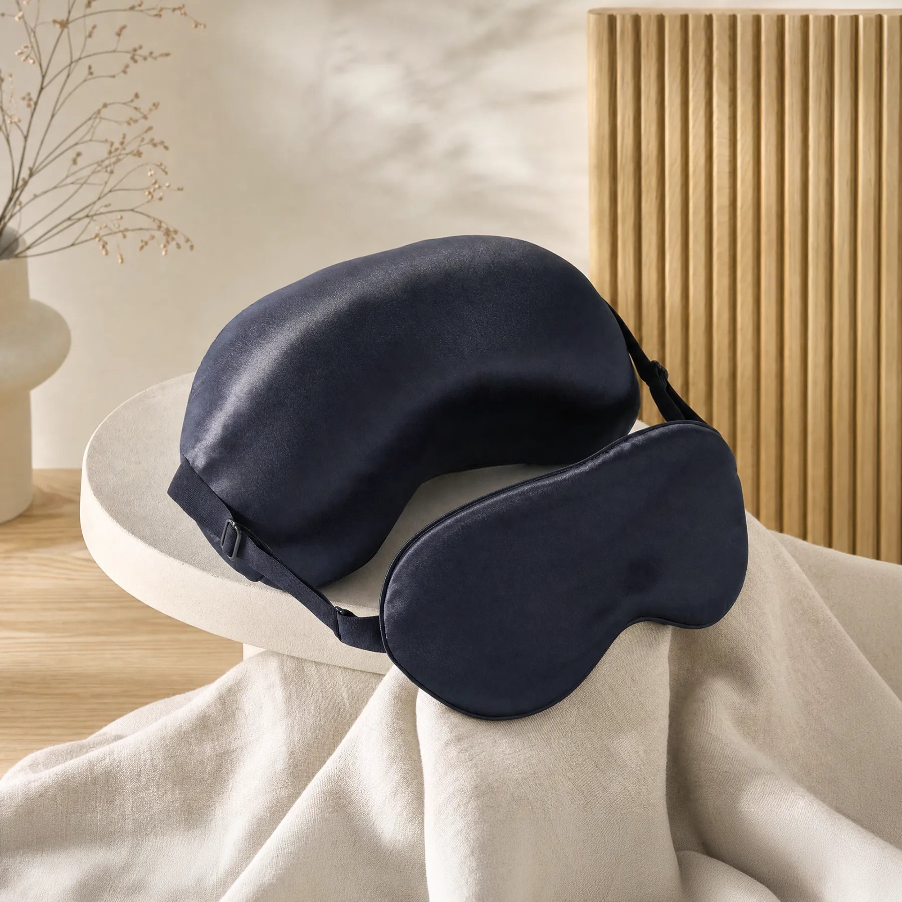 Sleep Mask and Travel Pillow - Black