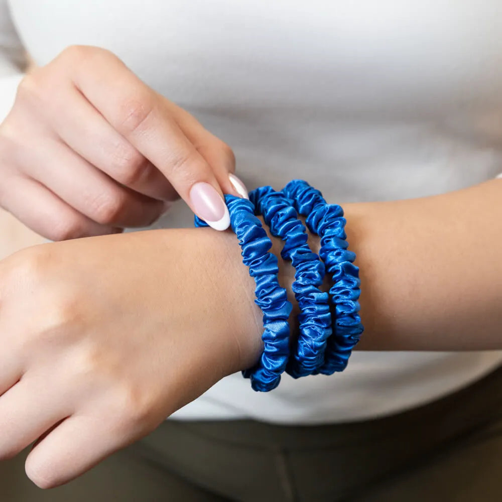 Blissy Skinny Scrunchies in Azure