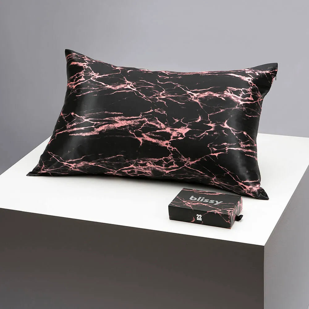 Pillowcase in Rose Black Marble, King Size