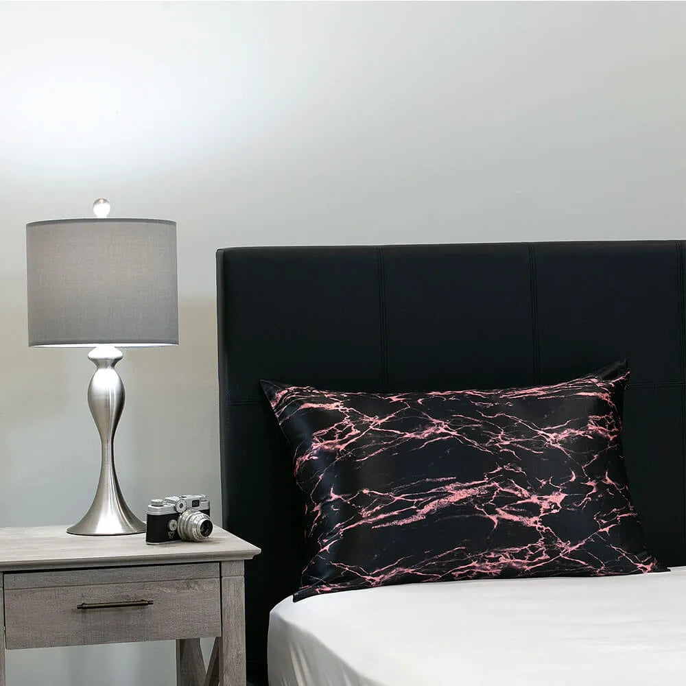 Pillowcase in Rose Black Marble, King Size