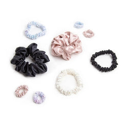 Blissy Scrunchies 9-Piece Set in Black, White, Pink, and Tie-Dye