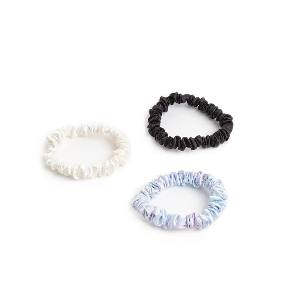 Blissy Scrunchies 9-Piece Set in Black, White, Pink, and Tie-Dye