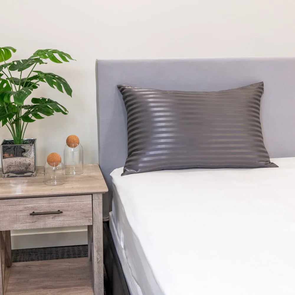 Queen Grey Striped Pillowcase
