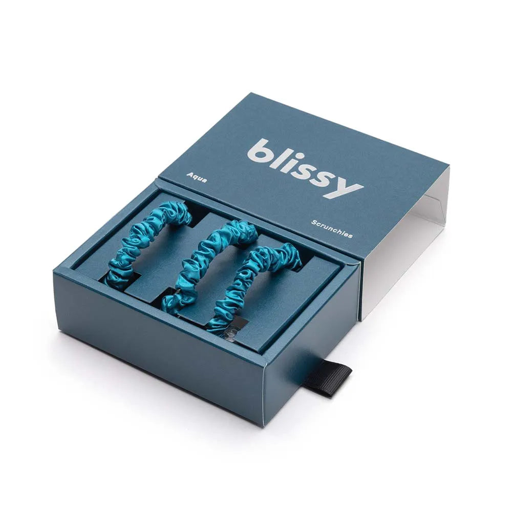 Blissy Skinny Scrunchies in Aqua