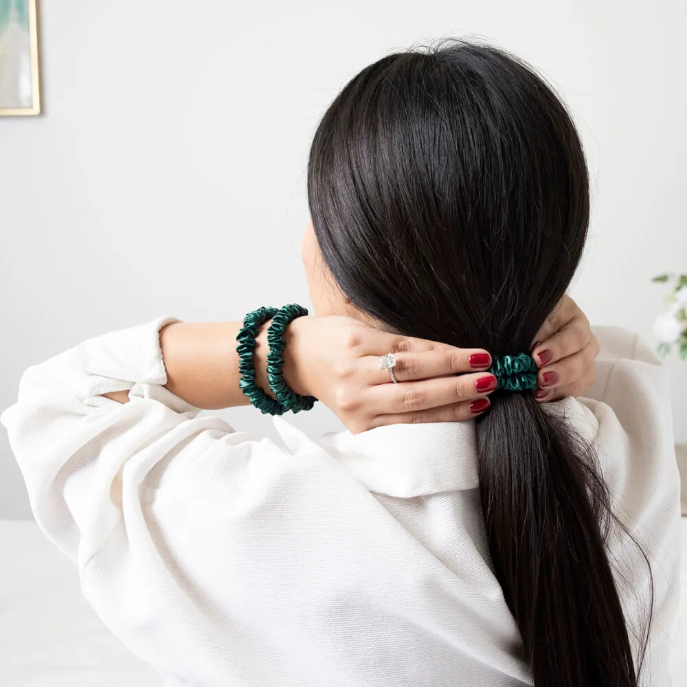 Blissy Skinny Scrunchies in Emerald