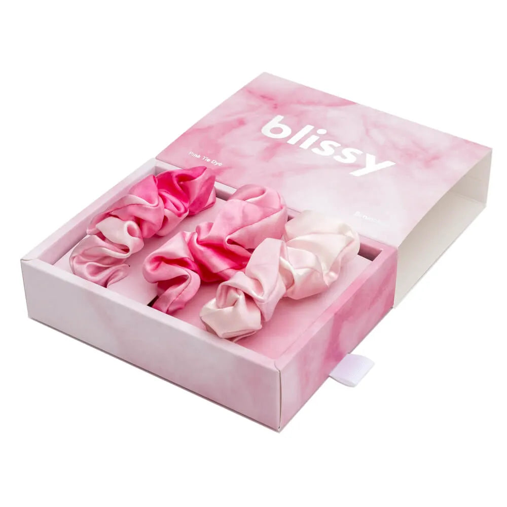 Blissy Scrunchies in Pink Tie-Dye