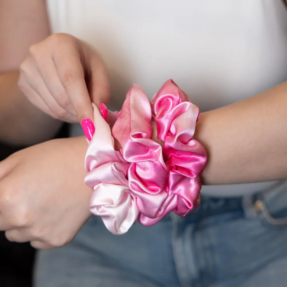 Blissy Scrunchies in Pink Tie-Dye