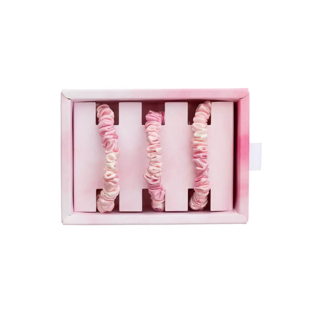 Blissy Skinny Scrunchies in Pink Tie-Dye
