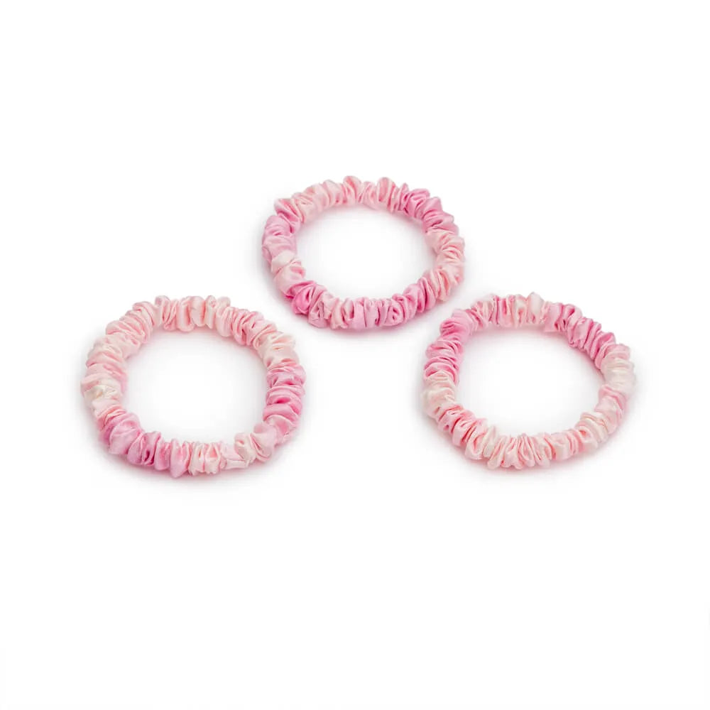 Blissy Skinny Scrunchies in Pink Tie-Dye