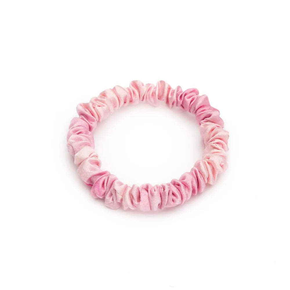 Blissy Skinny Scrunchies in Pink Tie-Dye