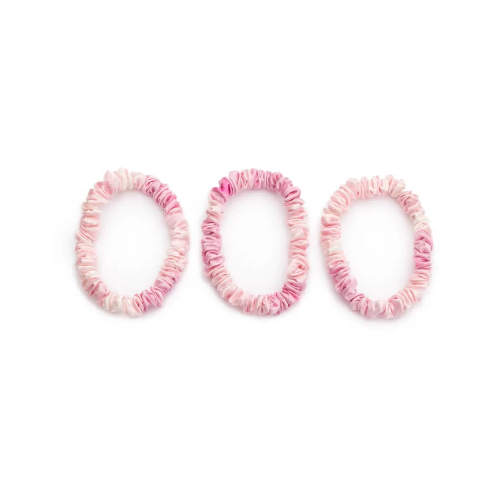Blissy Skinny Scrunchies in Pink Tie-Dye