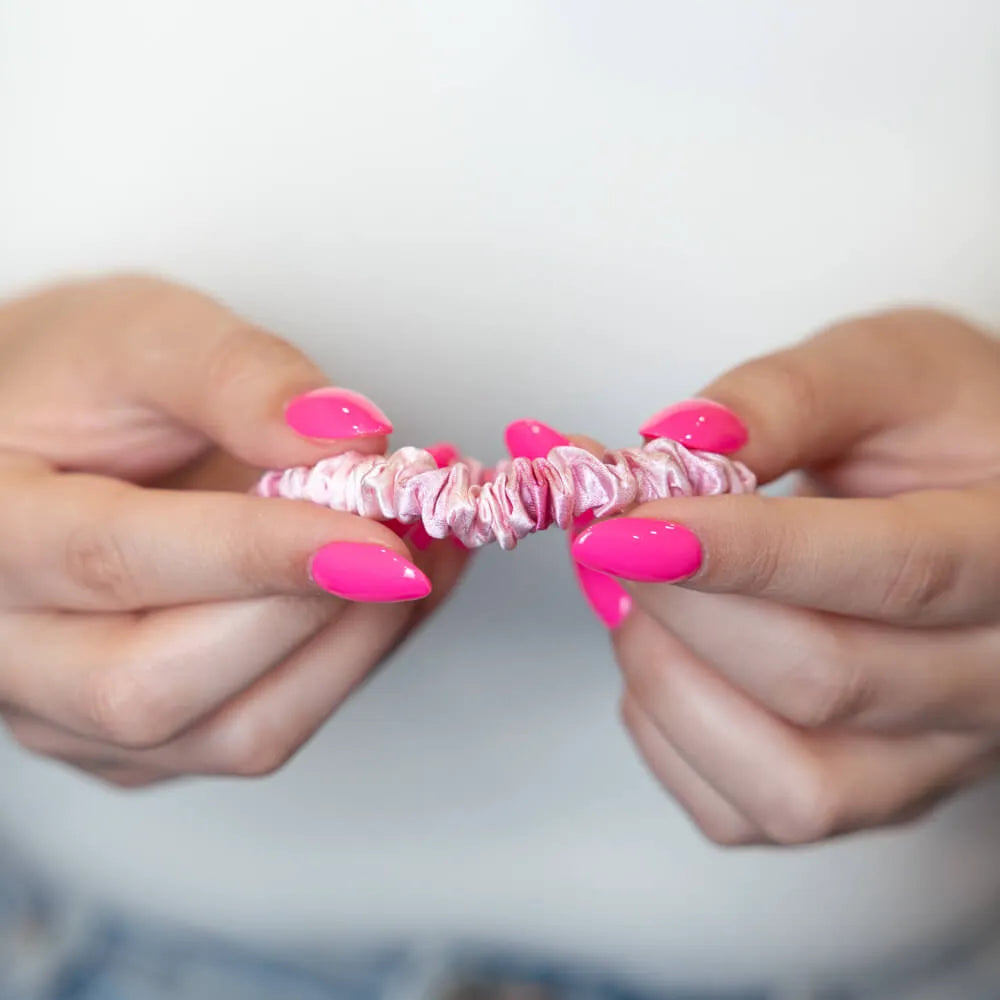 Blissy Skinny Scrunchies in Pink Tie-Dye