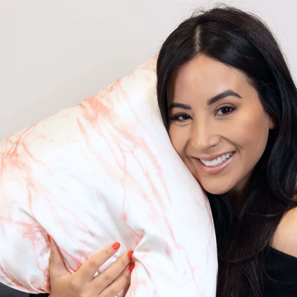 Pillowcase in Rose White Marble, King Size