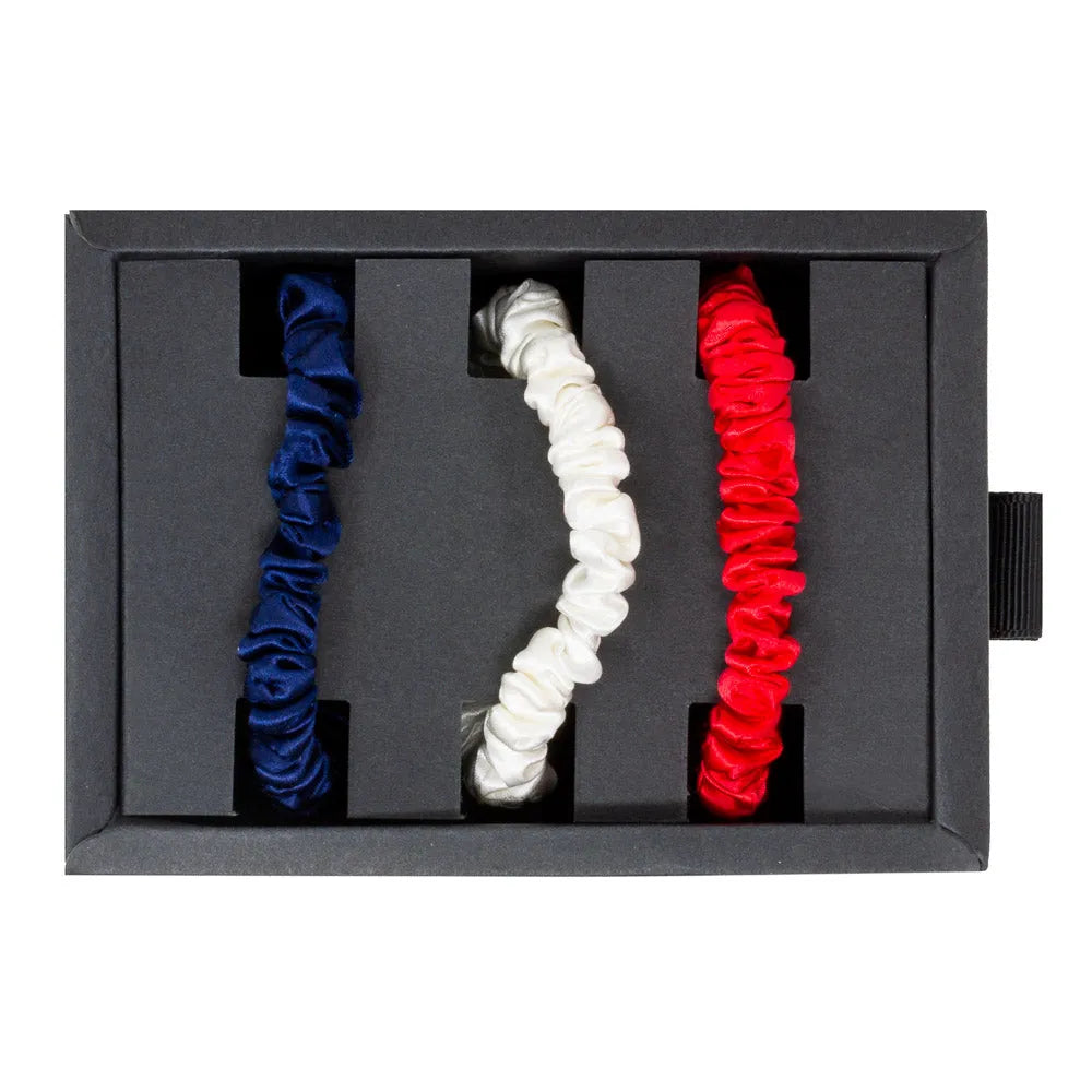 Blissy Skinny Scrunchies in Red, White, and Blue