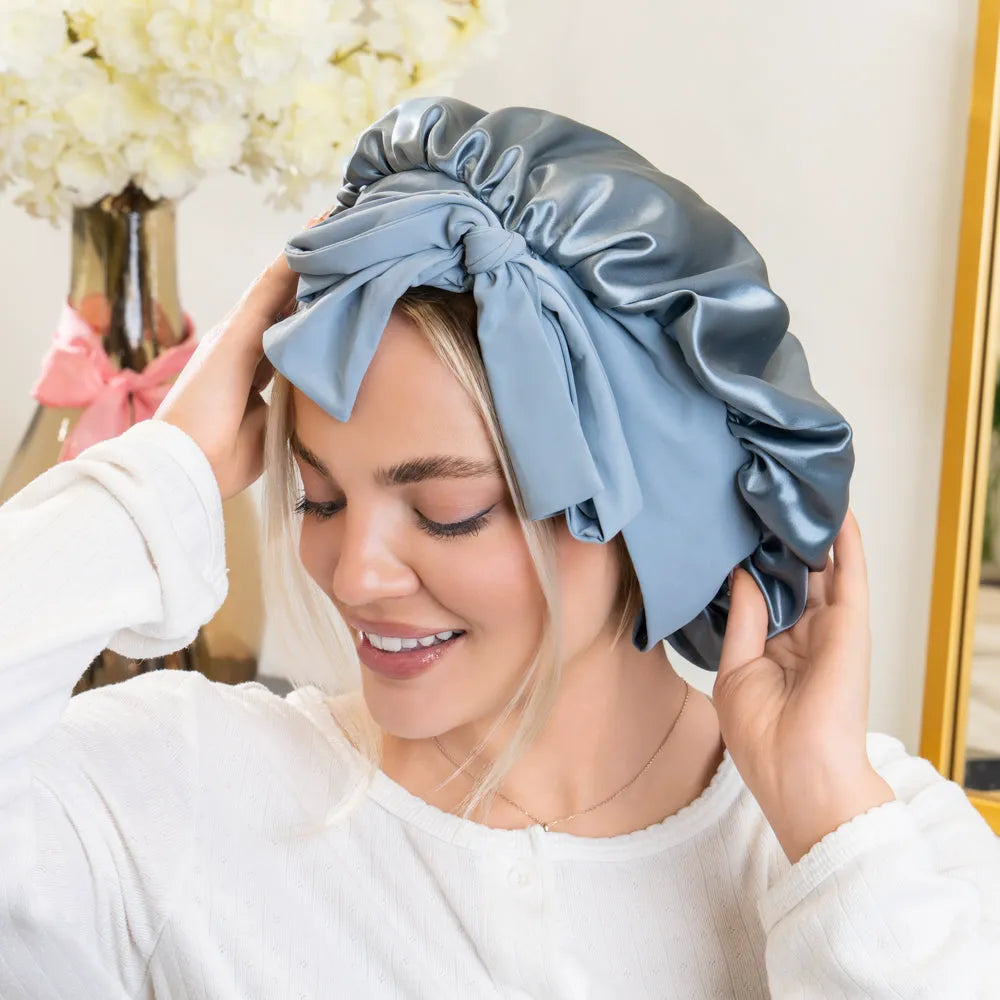 Blissy Bow Bonnet in Ash Blue