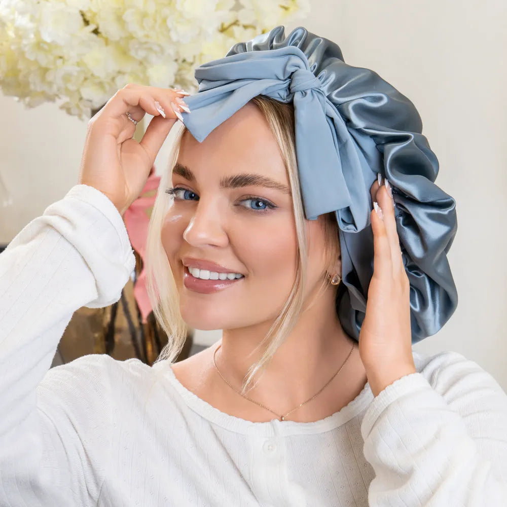 Blissy Bow Bonnet in Ash Blue