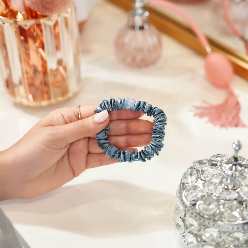 Blissy Skinny Scrunchies in Ash Blue