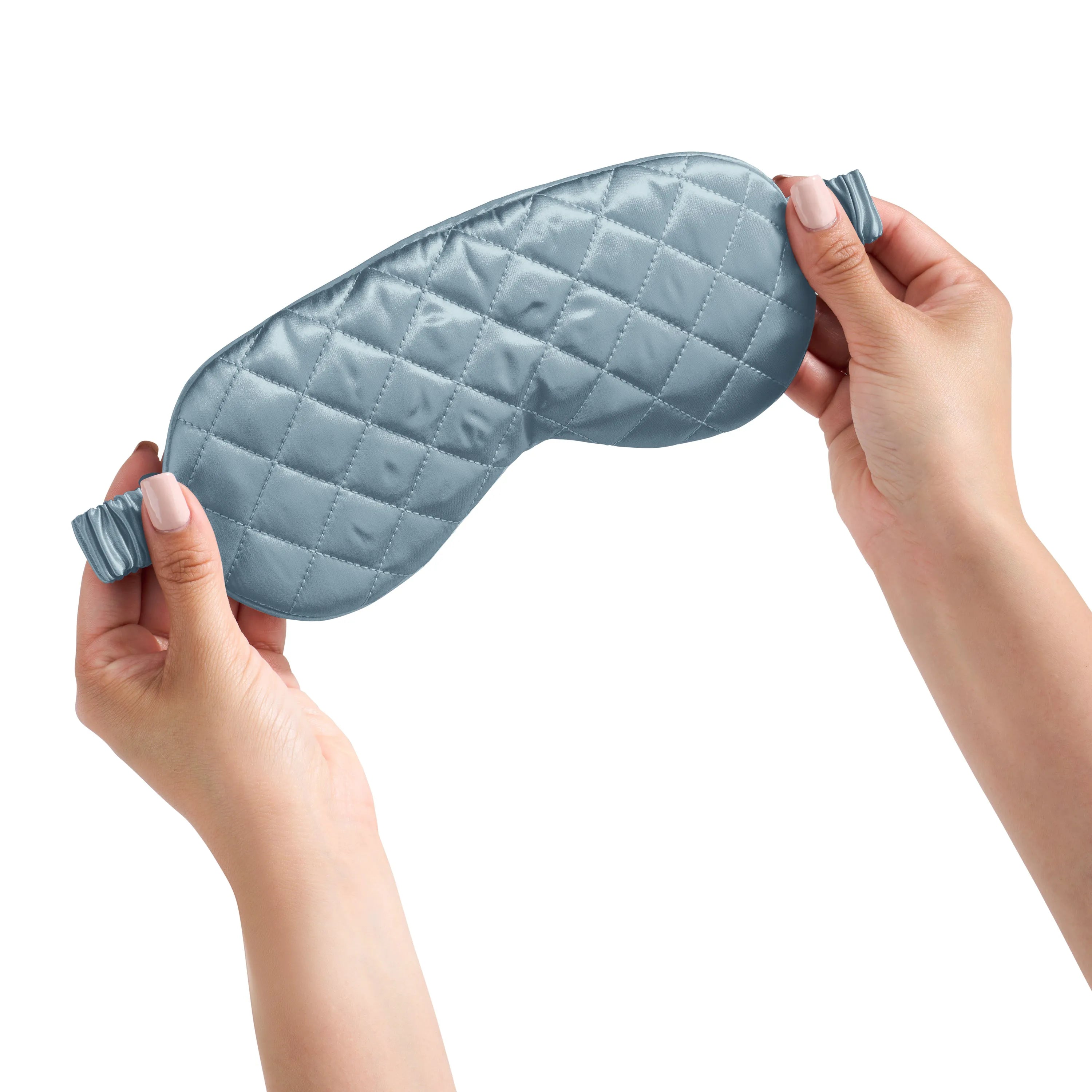 Sleep Mask in Ash Blue with Diamond Quilted Pattern