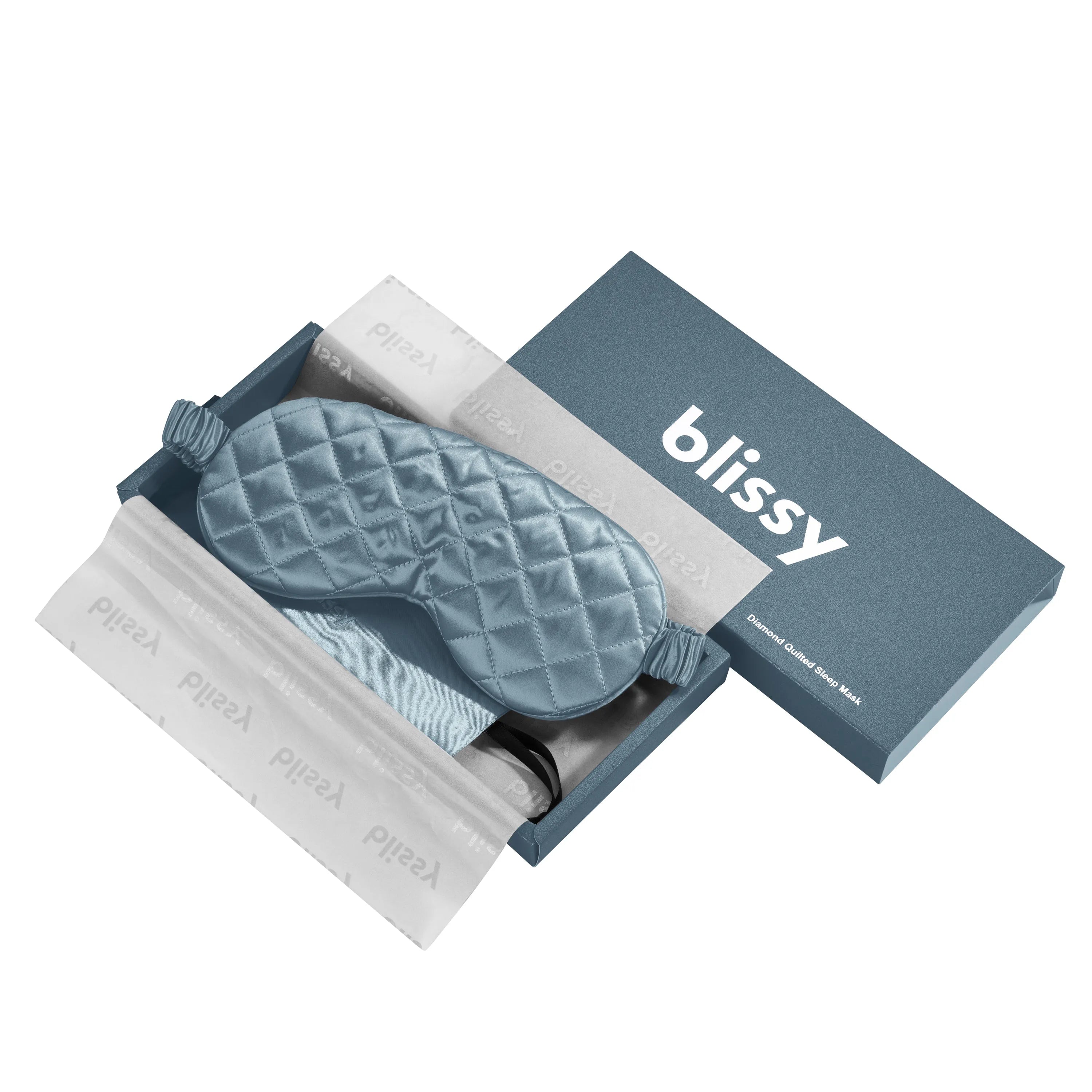 Sleep Mask in Ash Blue with Diamond Quilted Pattern