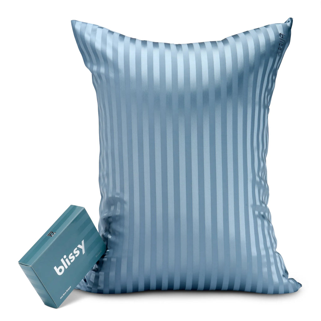 Ash Blue Striped Queen Pillowcase