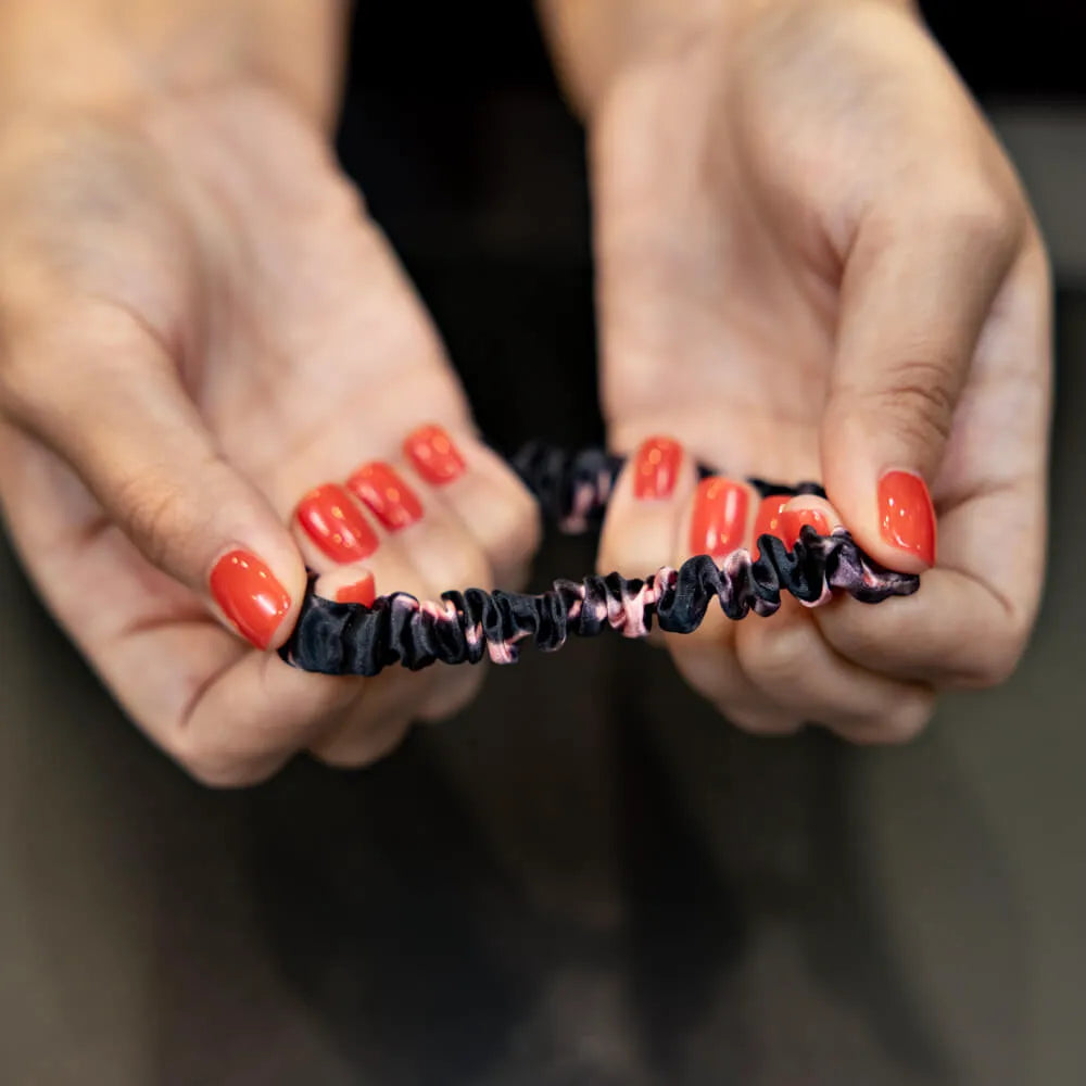 Blissy Skinny Scrunchies - Rose Black Marble