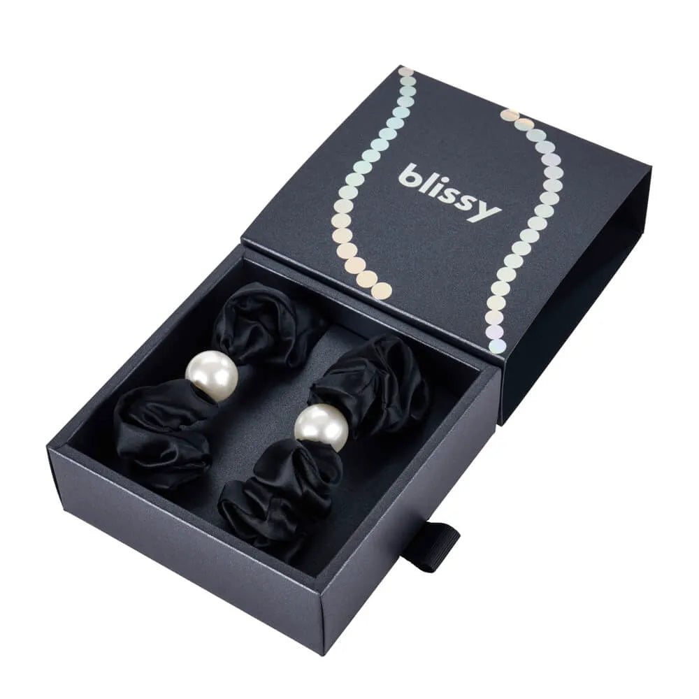 Blissy Pearl Scrunchie - Black