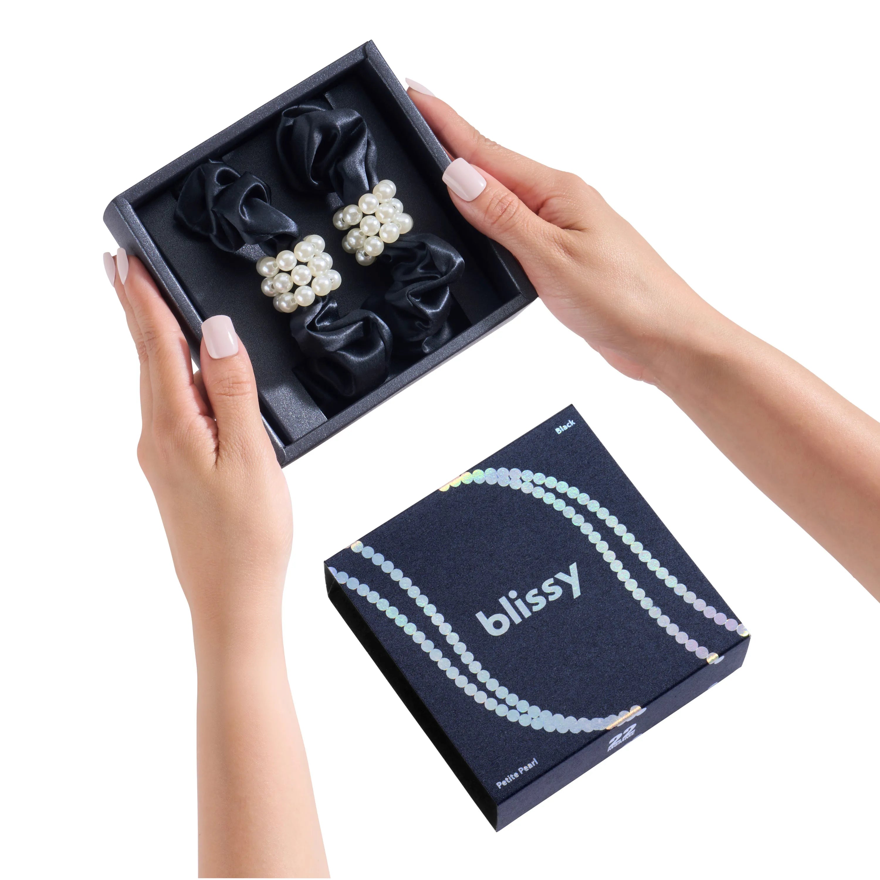 Blissy Petite Pearl Scrunchies in Black