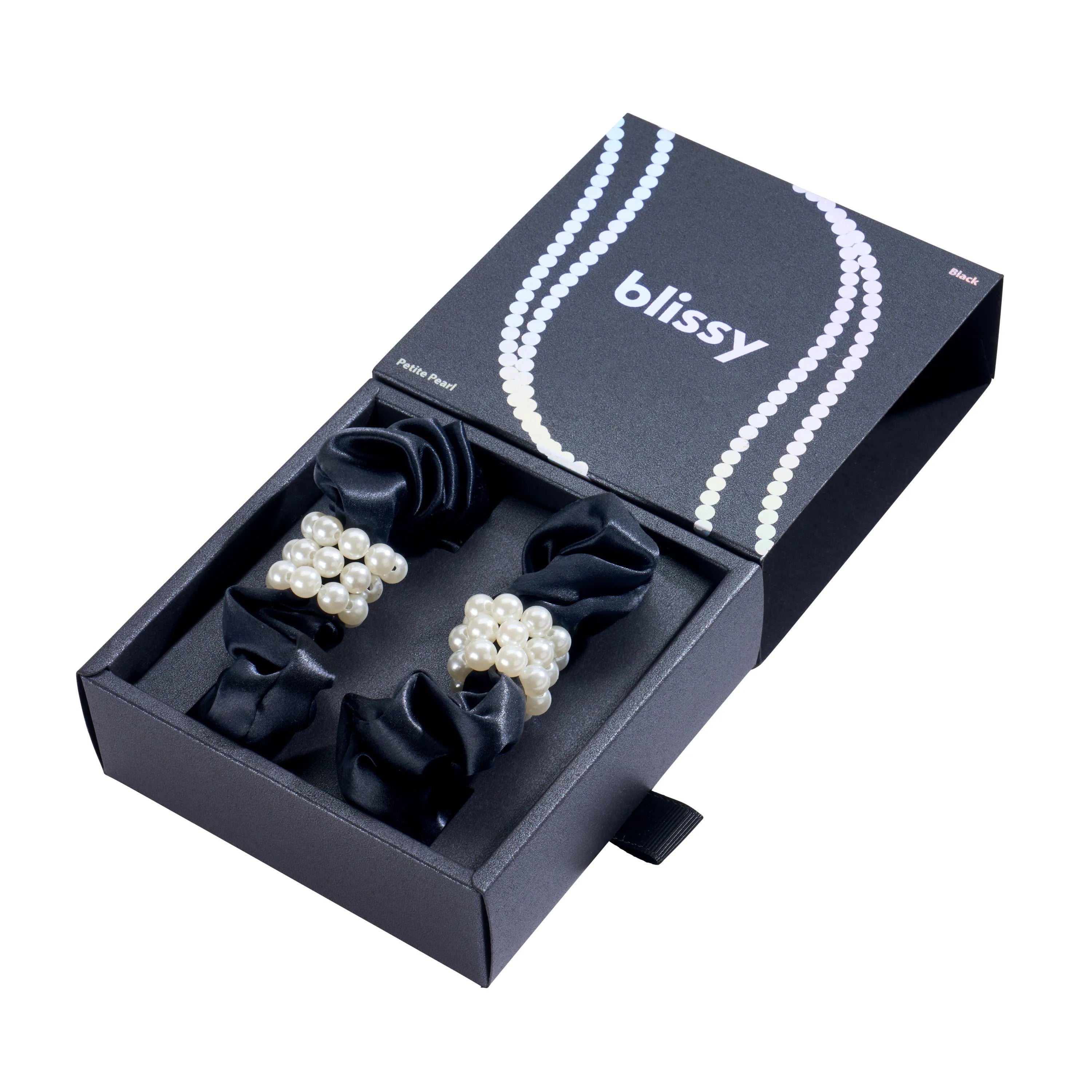 Blissy Petite Pearl Scrunchies in Black