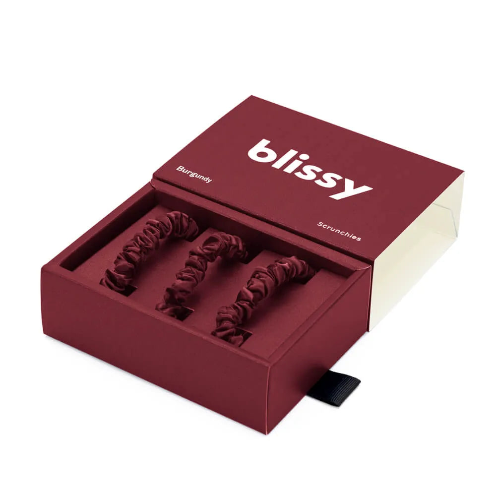 Blissy Skinny Scrunchies in Burgundy