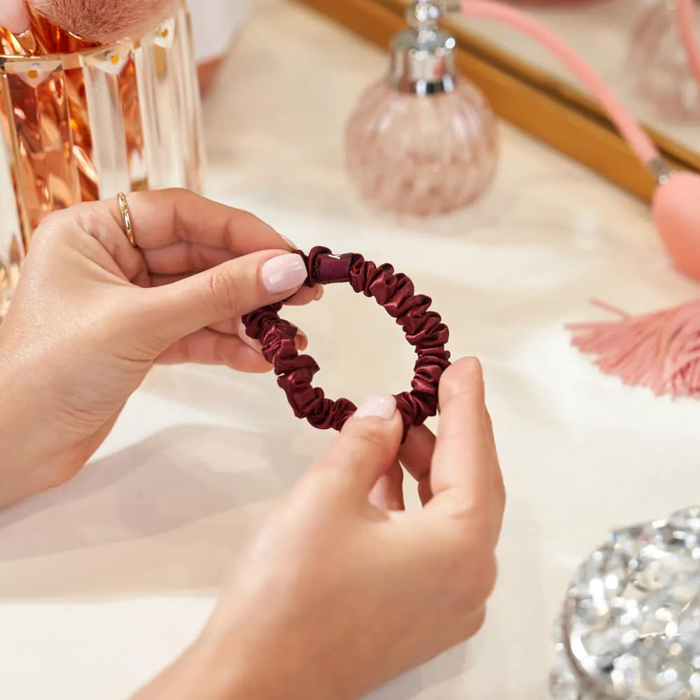 Blissy Skinny Scrunchies in Burgundy