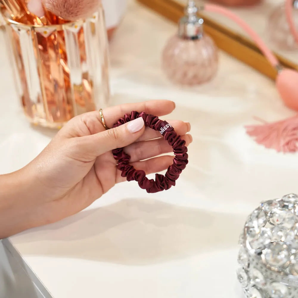 Blissy Skinny Scrunchies in Burgundy