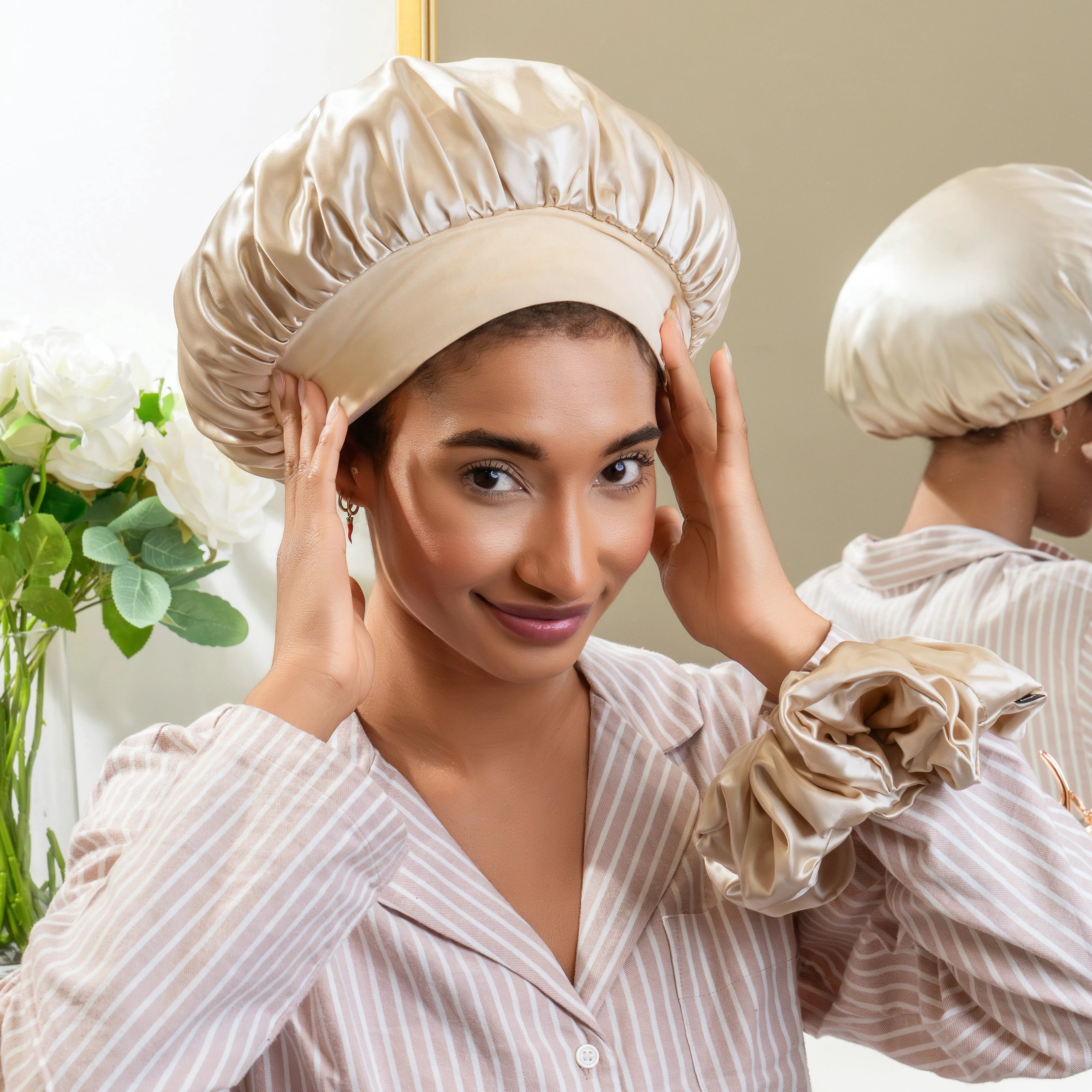 Blissy Halo Bonnet in Champagne