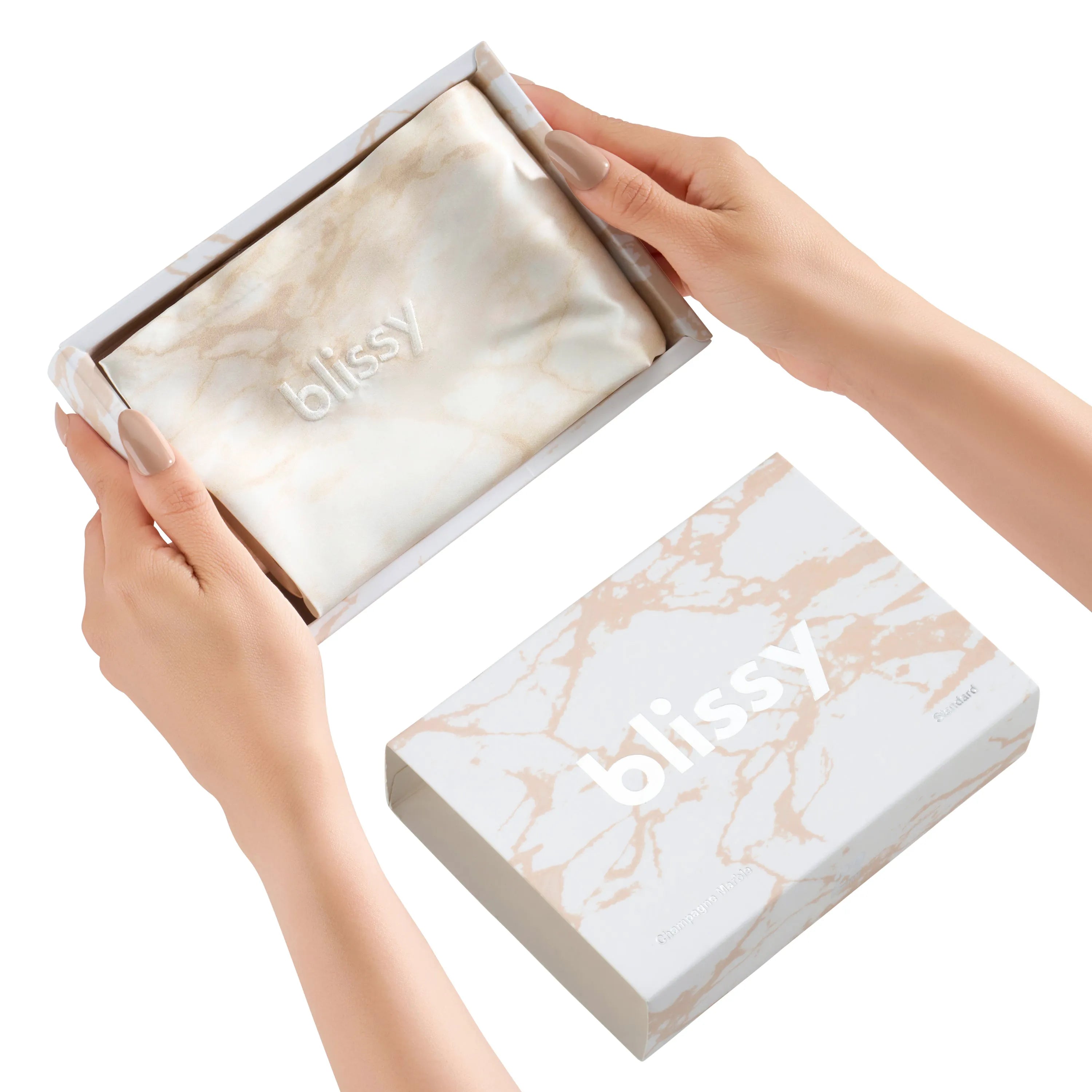Pillowcase in Champagne Marble, Standard Size