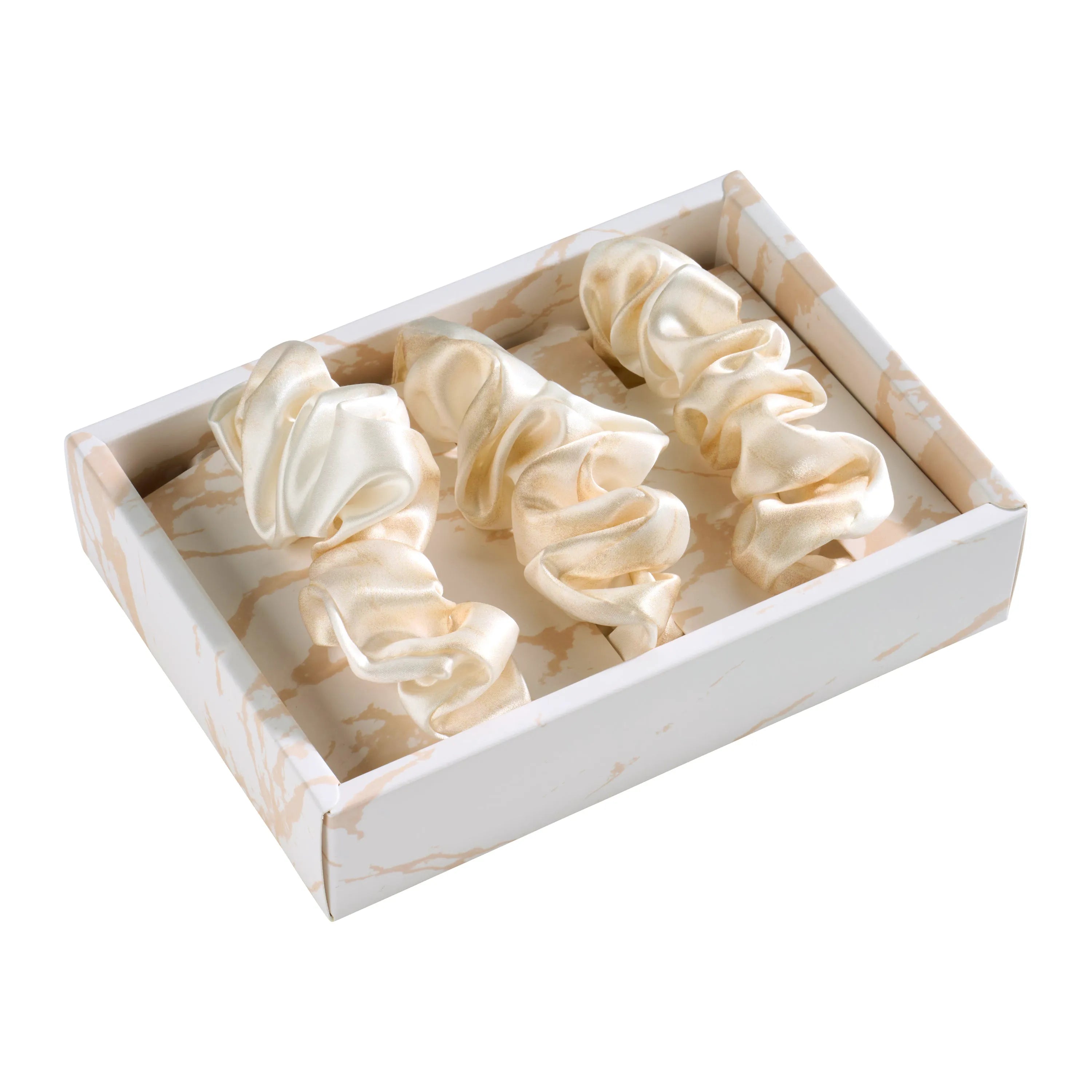 Blissy Scrunchies in Champagne Marble