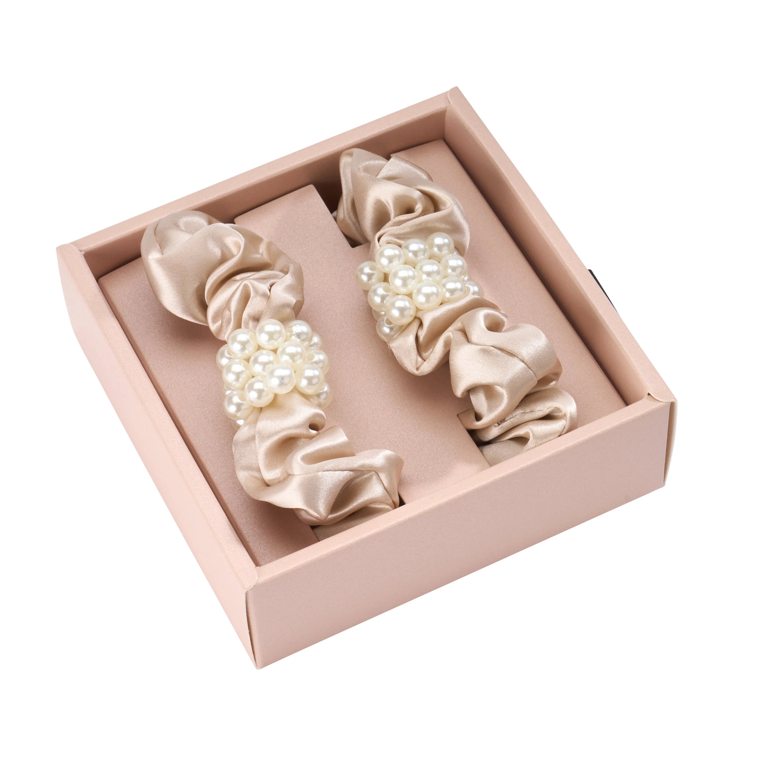 Blissy Petite Pearl Scrunchies in Champagne