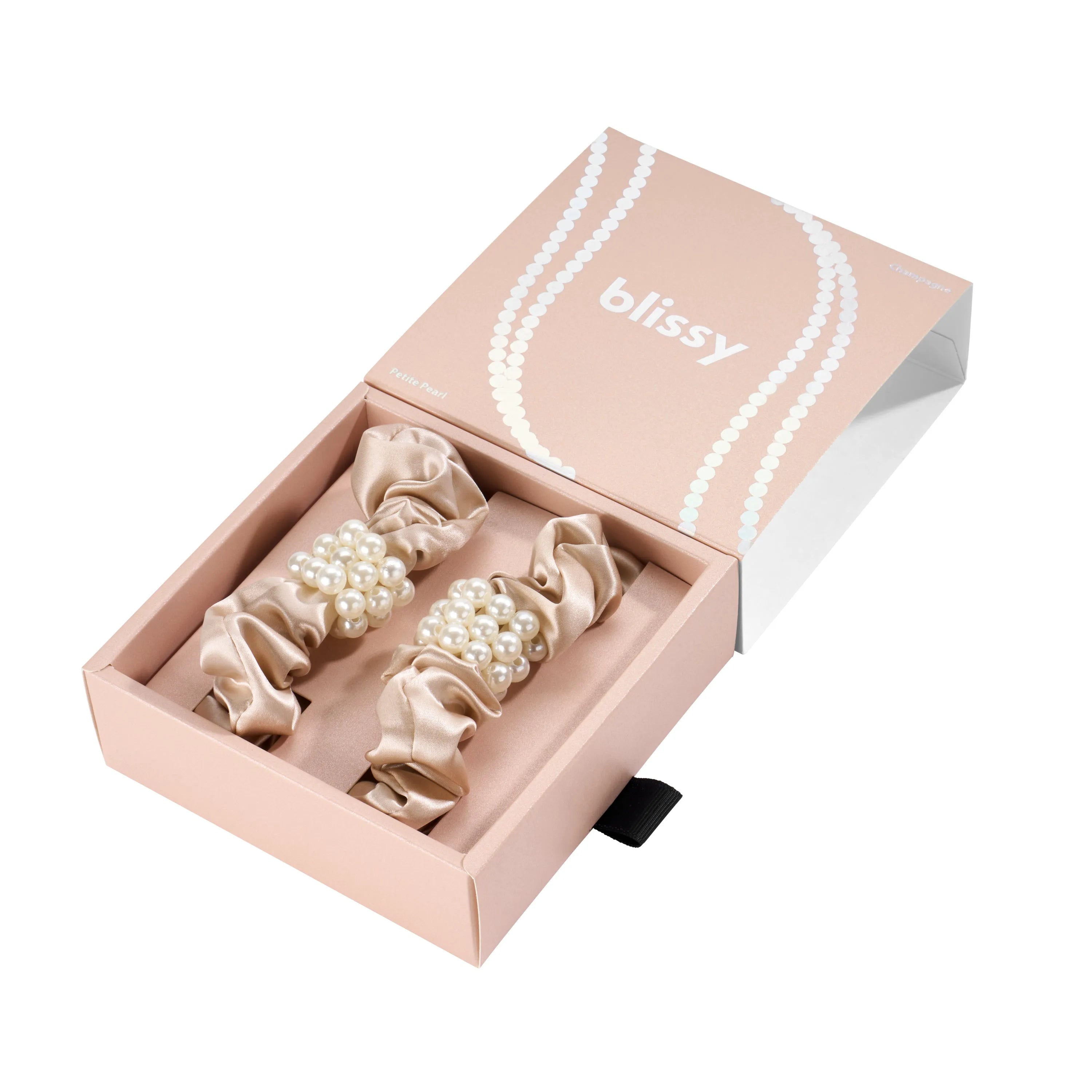 Blissy Petite Pearl Scrunchies in Champagne