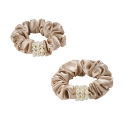 Blissy Petite Pearl Scrunchies in Champagne
