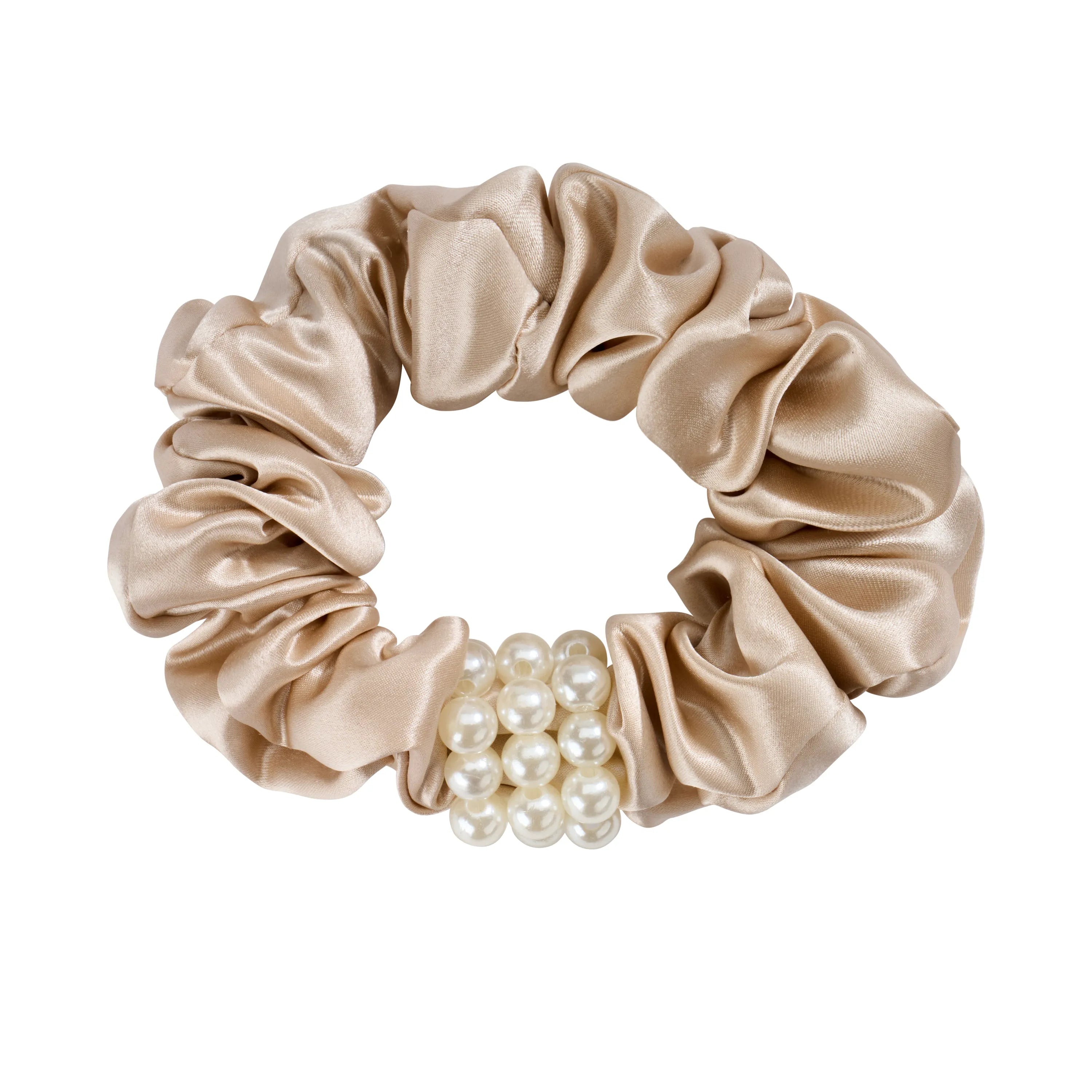 Blissy Petite Pearl Scrunchies in Champagne