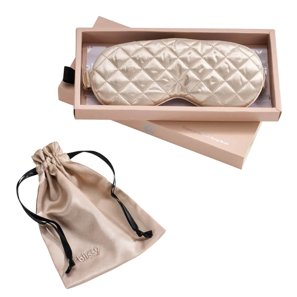 Champagne Diamond Quilted Sleep Mask