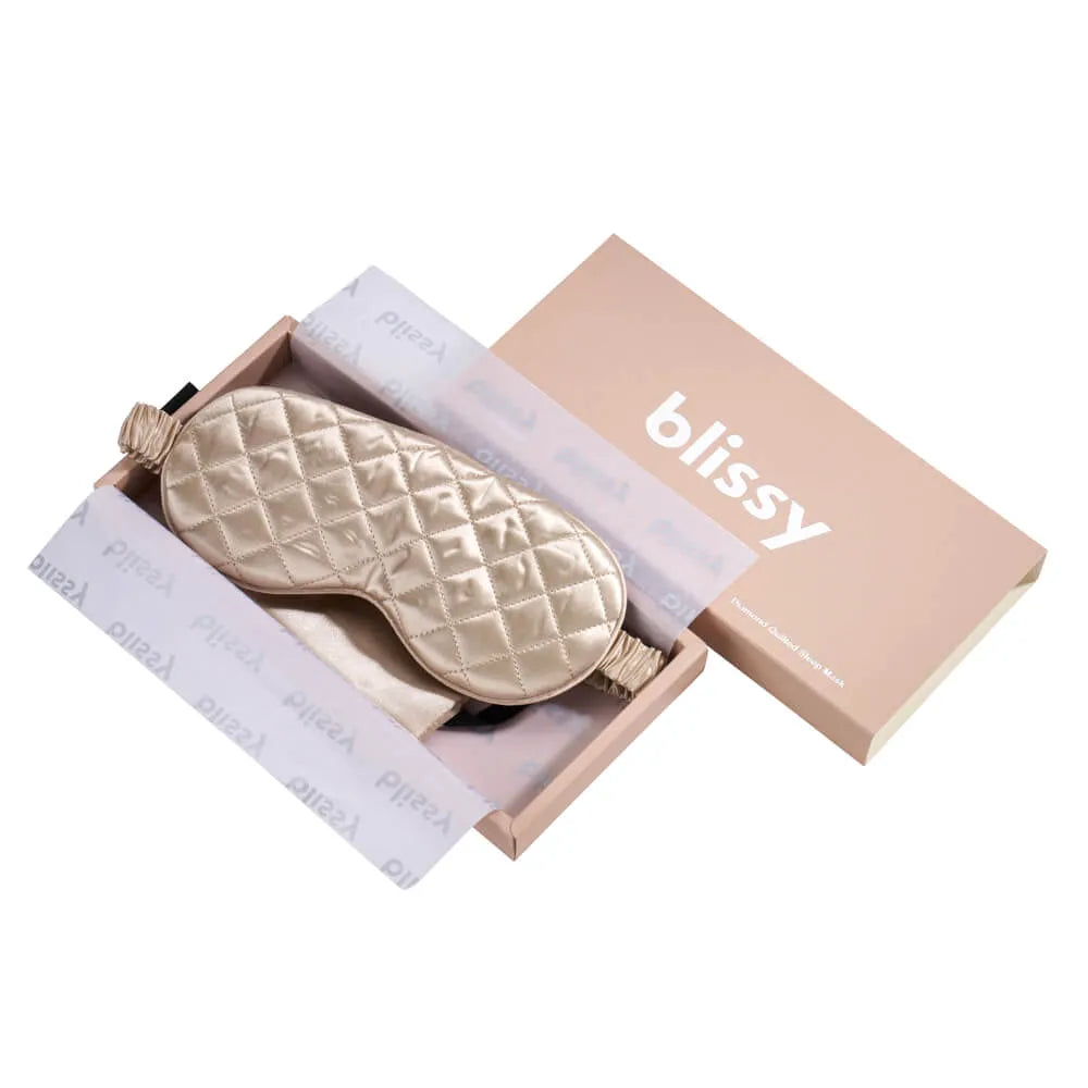 Champagne Diamond Quilted Sleep Mask