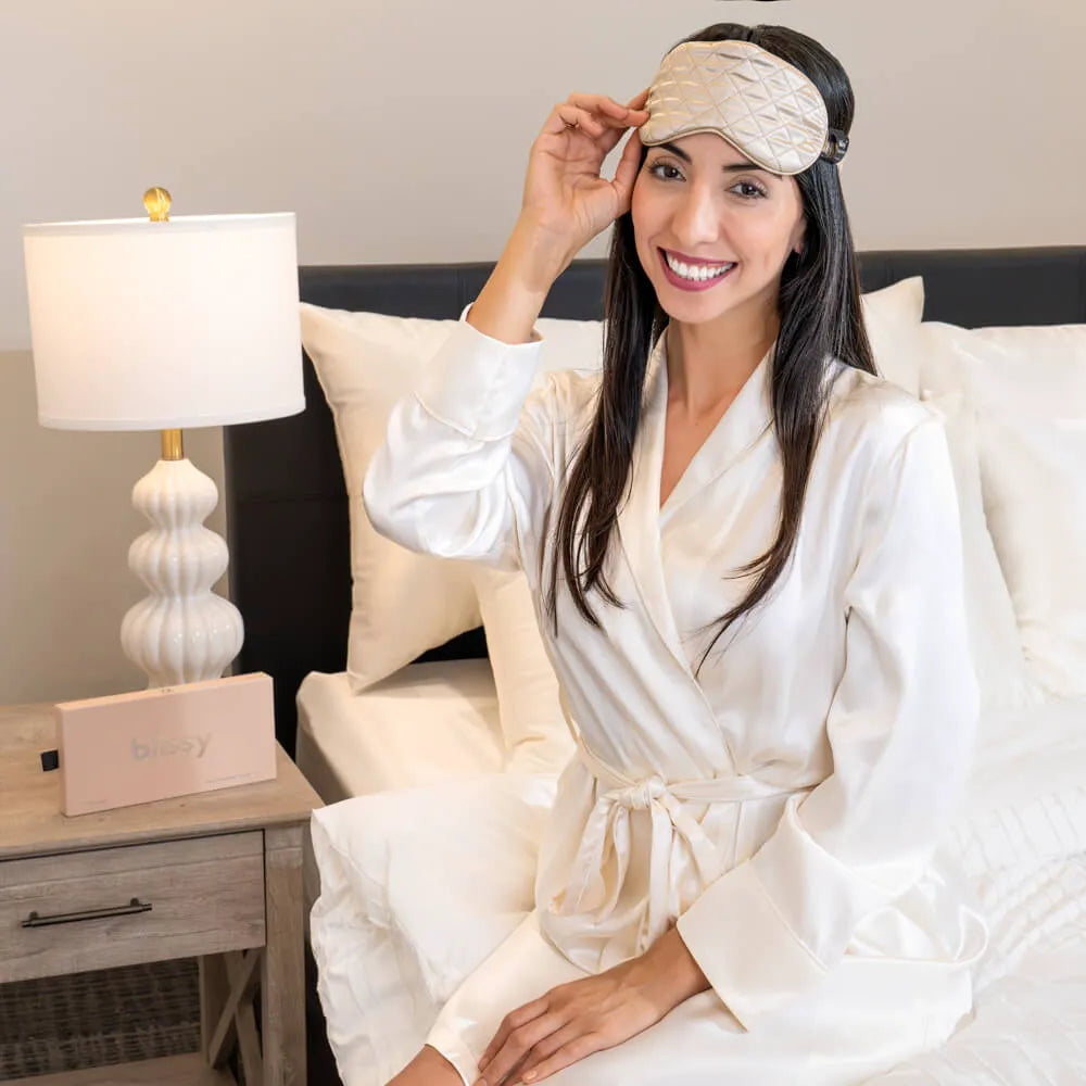 Champagne Diamond Quilted Sleep Mask