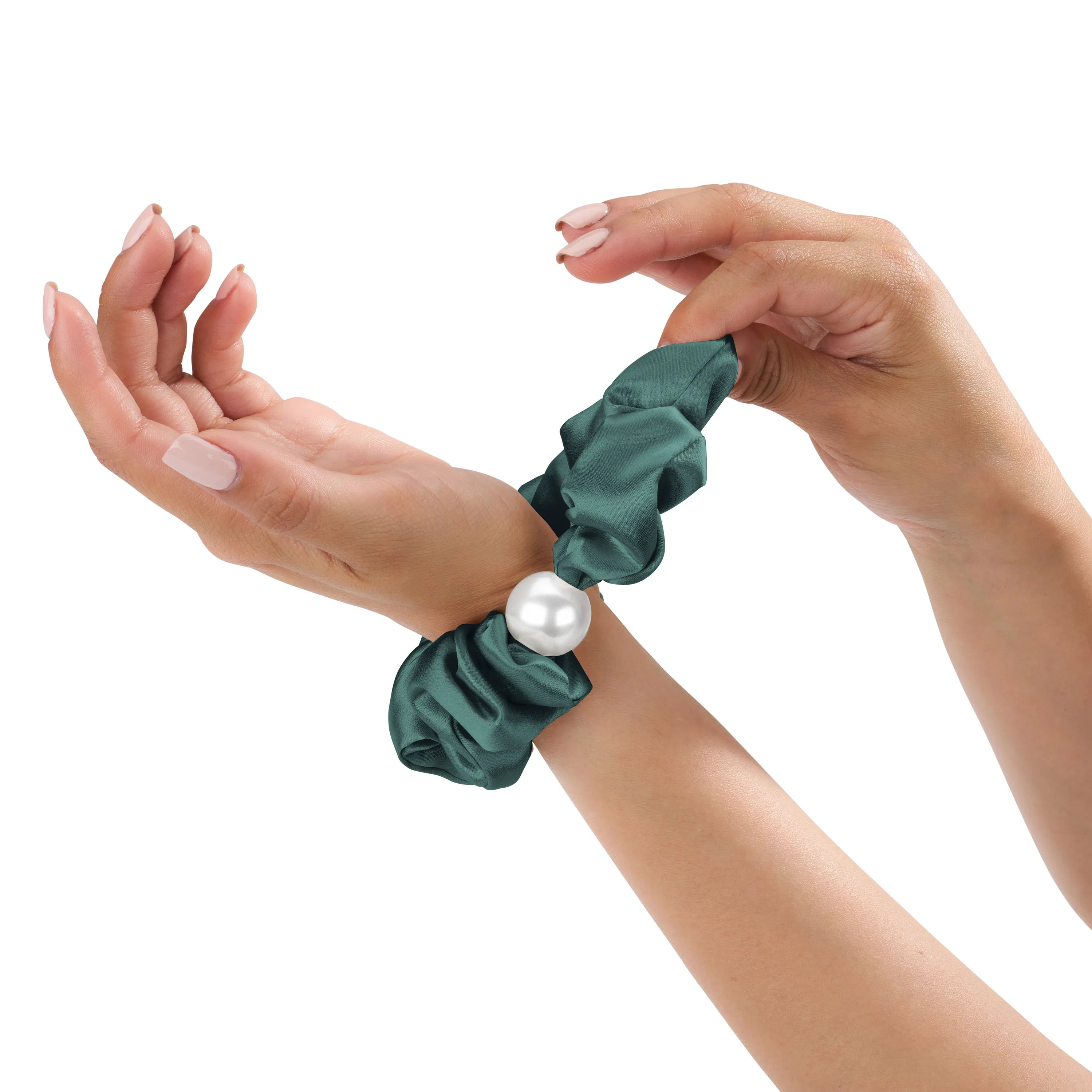 Blissy Pearl Scrunchies in Emerald