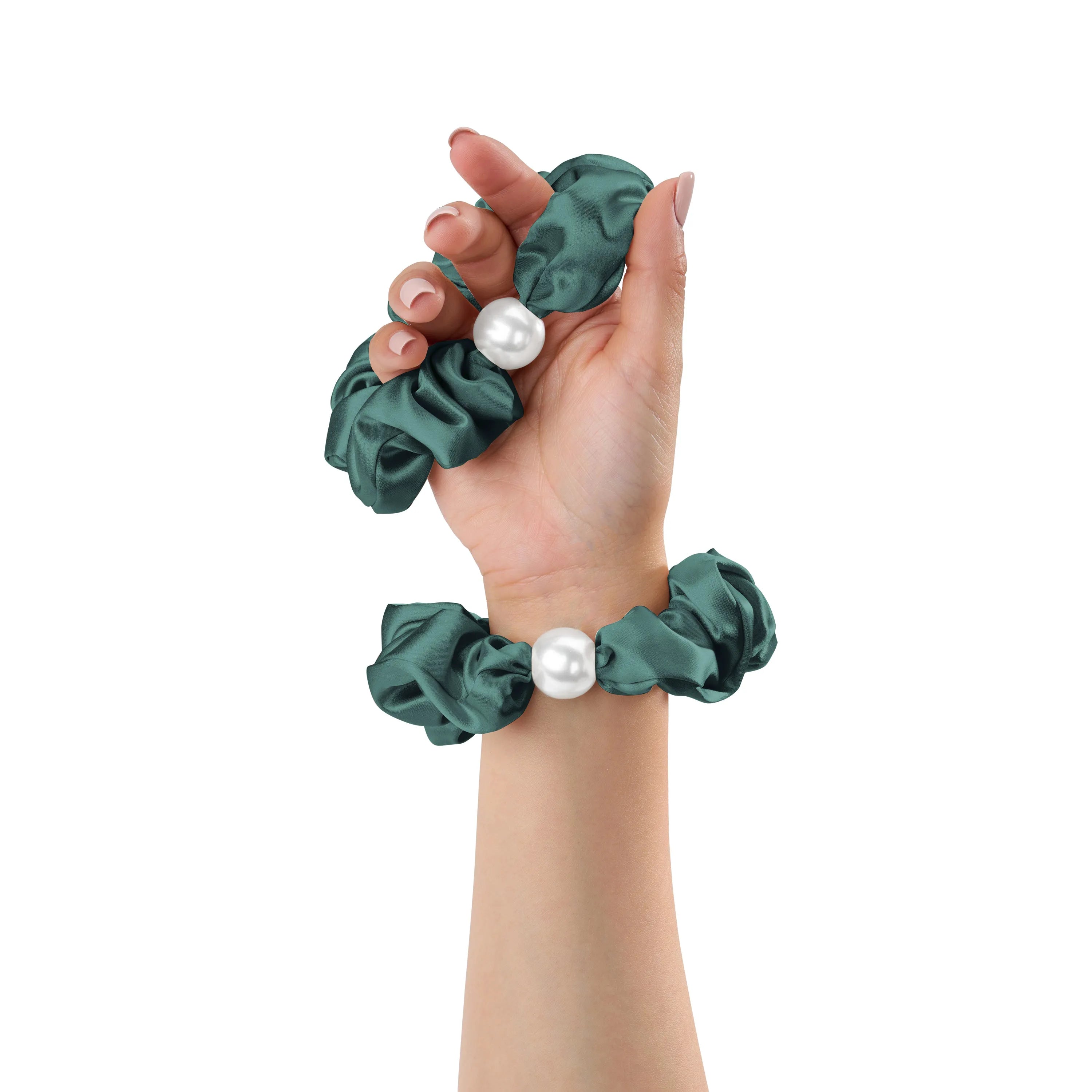 Blissy Pearl Scrunchies in Emerald